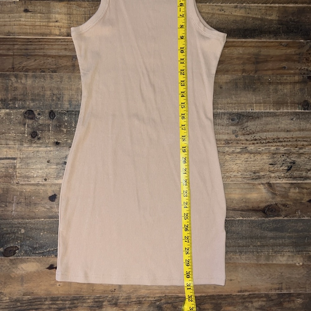 Tan Ribbed Mini Dress - Picture 4 of 5